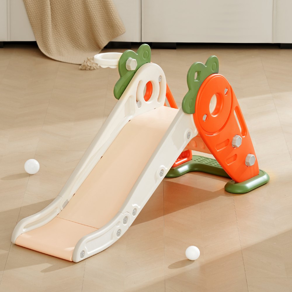 VEVOR Toddler Slide, Kid Slide for Toddlers Age 1-12 w/ Climbable Ladders & Basketball Hoop, Indoor Outdoor Slide Playset for Kids Within 88lbs, Toddler Playground w/ Raised Handrail, Anti-Slip Strip 
