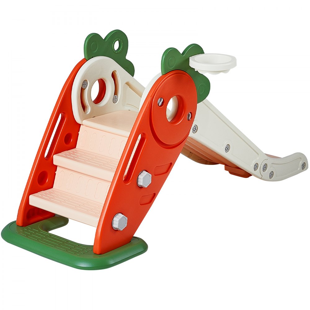 VEVOR Toddler Slide, Kid Slide for Toddlers Age 1-12 w/ Climbable Ladders & Basketball Hoop, Indoor Outdoor Slide Playset for Kids Within 88lbs, Toddler Playground w/ Raised Handrail, Anti-Slip Strip 