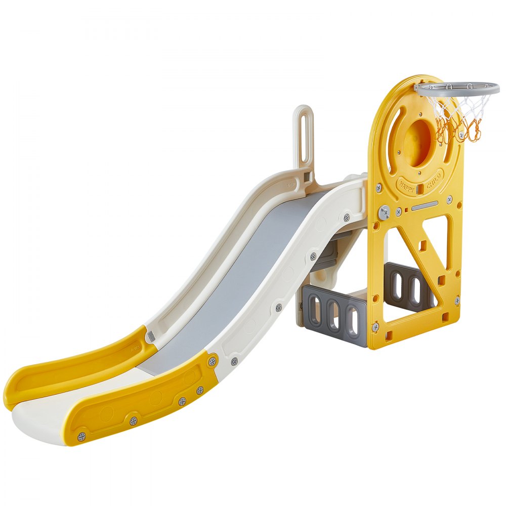 VEVOR Toddler Slide, Kid Slide for Toddlers Age 1-12 w/ Climbable Ladders & Basketball Hoop & Storage Space, Indoor Outdoor Slide Playset for Kids Within 110lbs, Toddler Playground w/ Raised Handrail 