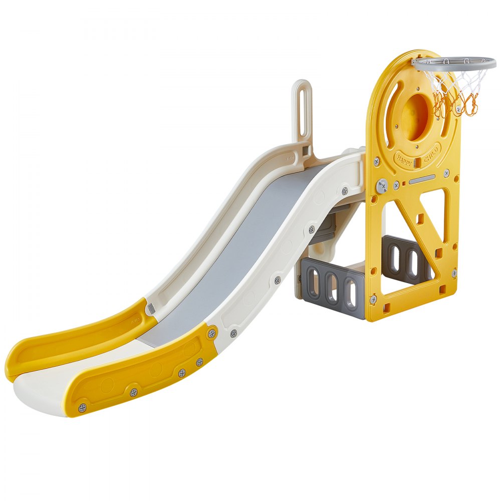 VEVOR Toddler Slide, Kid Slide for Toddlers Age 1-12 w/ Climbable Ladders & Basketball Hoop & Storage Space, Indoor Outdoor Slide Playset for Kids Within 110lbs, Toddler Playground w/ Raised Handrail 