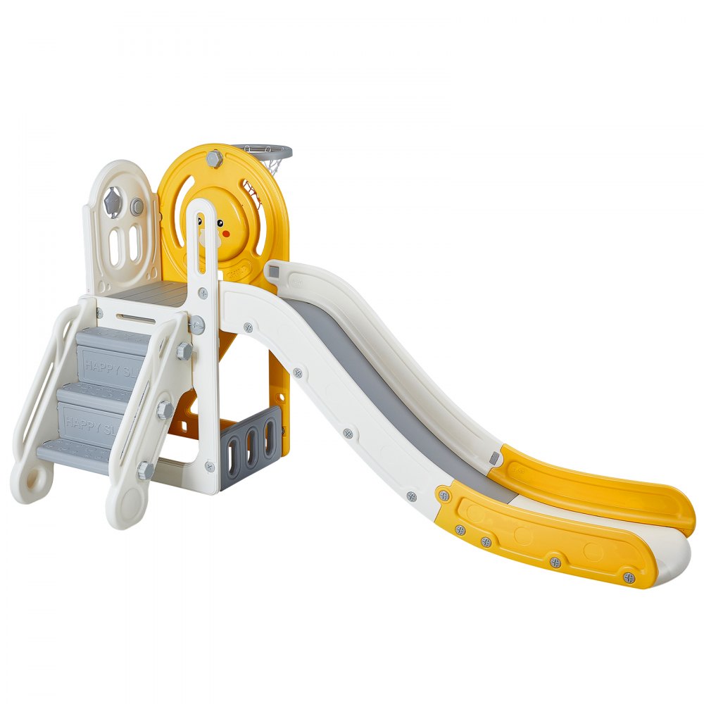 VEVOR Toddler Slide, Kid Slide for Toddlers Age 1-12 w/ Climbable Ladders & Basketball Hoop & Storage Space, Indoor Outdoor Slide Playset for Kids Within 110lbs, Toddler Playground w/ Raised Handrail 
