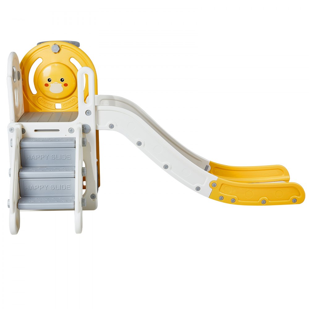 VEVOR Toddler Slide, Kid Slide for Toddlers Age 1-12 w/ Climbable Ladders & Basketball Hoop & Storage Space, Indoor Outdoor Slide Playset for Kids Within 110lbs, Toddler Playground w/ Raised Handrail 