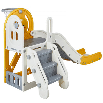 VEVOR Toddler Slide, Kid Slide for Toddlers Age 1-12 w/ Climbable Ladders & Basketball Hoop & Storage Space, Indoor Outdoor Slide Playset for Kids Within 110lbs, Toddler Playground w/ Raised Handrail 