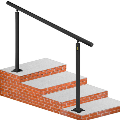 VEVOR Outdoor Stair Railing Kit, 5 FT Handrails 0-5 Steps, Adjustable Angle Black Aluminum Stair Hand Rail for The Elderly, Handrails for Indoor & Outdoor Steps 