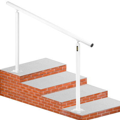 VEVOR Outdoor Stair Railing Kit, 5 FT Handrails 0-5 Steps, Adjustable Angle White Aluminum Stair Hand Rail for The Elderly, Handrails for Outdoor Steps 