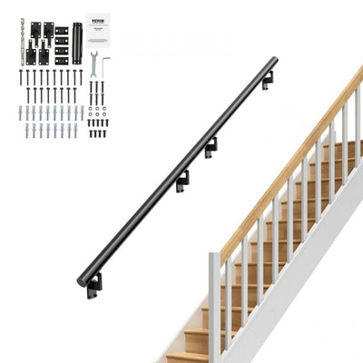 VEVOR Handrail Stair Railing, 12 ft, Wall Mount Handrails for Indoor Stairs, Thickened Aluminum Alloy Hand Rail with Installation Kit, 440 LBS Load Capacity Stairway Railing for Outdoor Stairs 