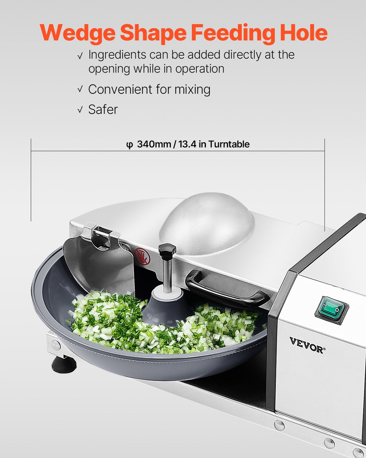 VEVOR Food Processor Vegetable Chopper 3000RPM Food-Grade Stainless Steel 