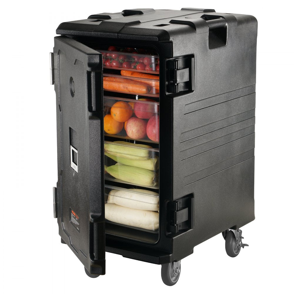 VEVOR Insulated Food Pan Carrier, 109 Qt Hot Box for Catering, LLDPE Food Box Carrier with Double Buckles, Front Loading Food Warmer with Handles, End Loader with Wheels for Restaurant, Canteen, etc. 
