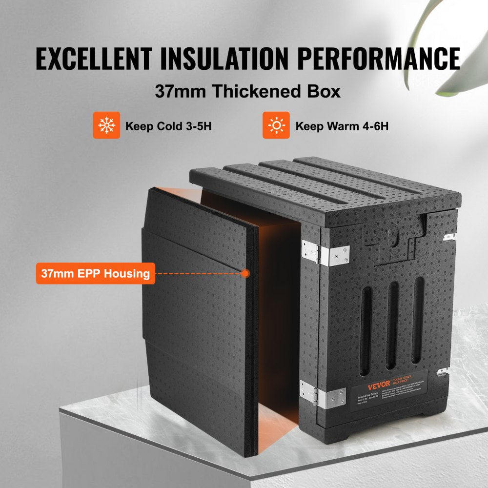 VEVOR Insulated Food Pan Carrier, 82 Qt Hot Box for Catering, LLDPE Food Box Carrier with Double Buckles, Front Loading Food Warmer for Restaurant, Canteen, etc. 