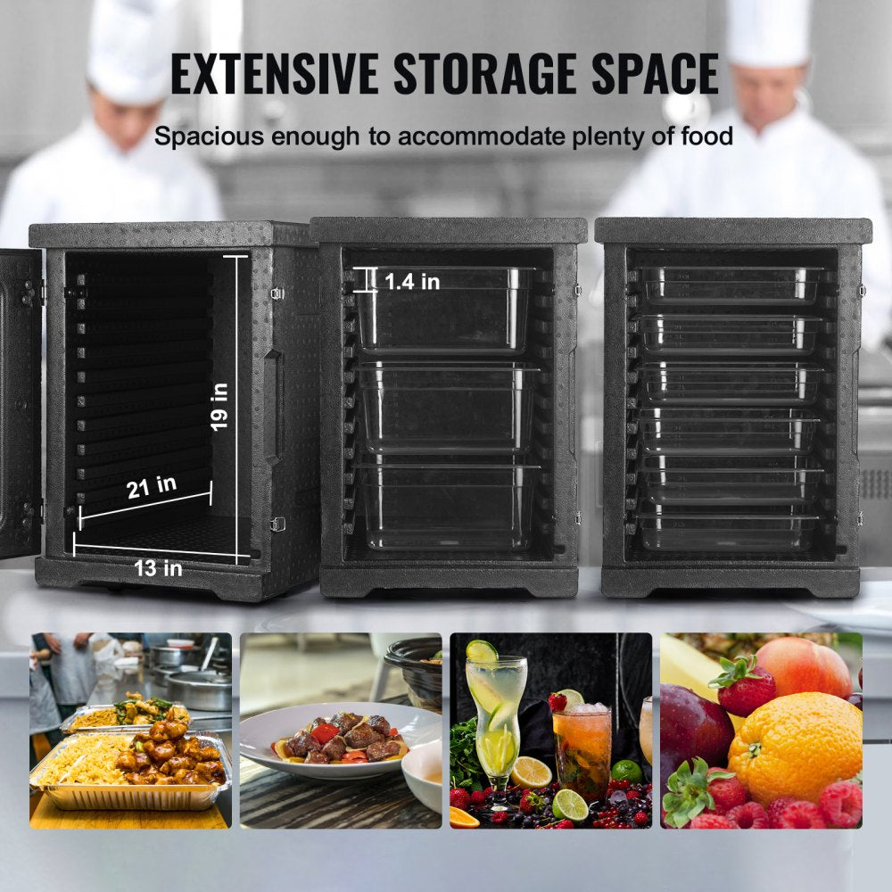 VEVOR Insulated Food Pan Carrier, 82 Qt Hot Box for Catering, LLDPE Food Box Carrier with Double Buckles, Front Loading Food Warmer for Restaurant, Canteen, etc. 