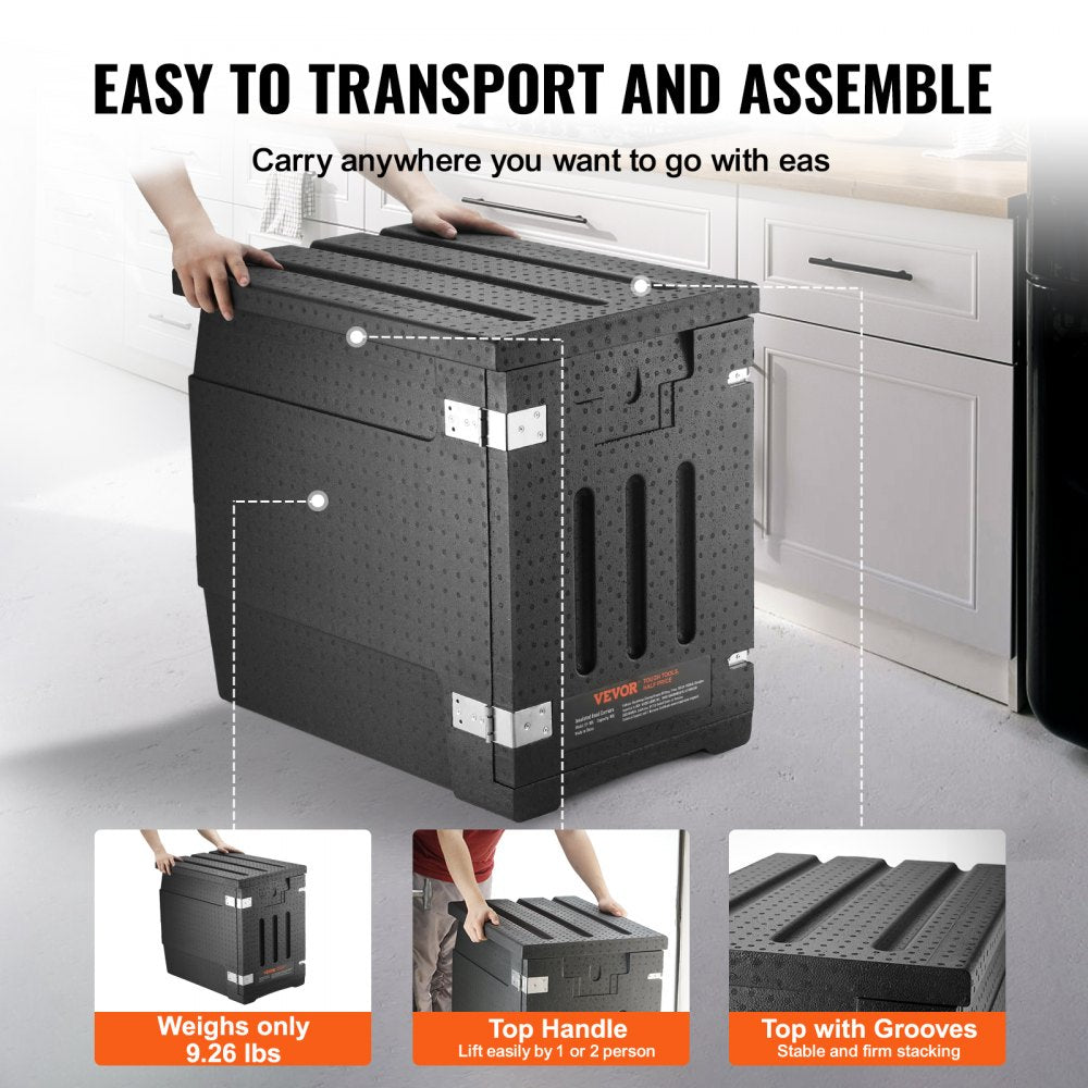 VEVOR Insulated Food Pan Carrier, 82 Qt Hot Box for Catering, LLDPE Food Box Carrier with Double Buckles, Front Loading Food Warmer for Restaurant, Canteen, etc. 