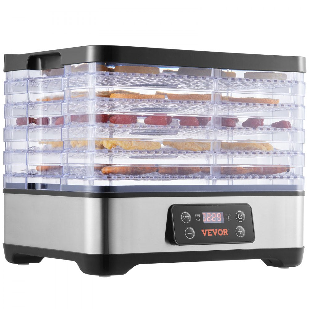VEVOR Food Dehydrator Machine, 5 Plastic Trays, 300W Electric Food Dryer w/ Digital Adjustable Timer & Temperature for Jerky, Herb, Meat, Beef, Fruit, Dog Treats and Vegetables, ETL Listed 