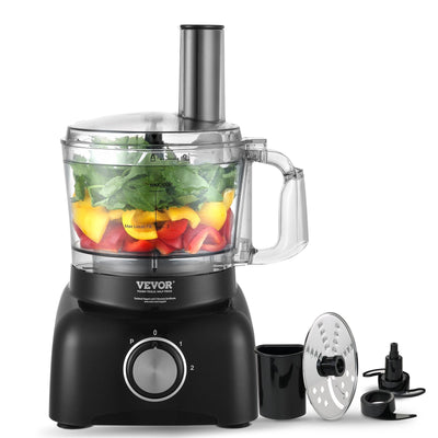 VEVOR Food Processor, 7-Cup Vegetable Chopper for Chopping, Mixing, Slicing, and Kneading Dough, 350 Watts Stainless Steel Blade Professional Electric Food Chopper, Easy Assembly & Clean, Black 