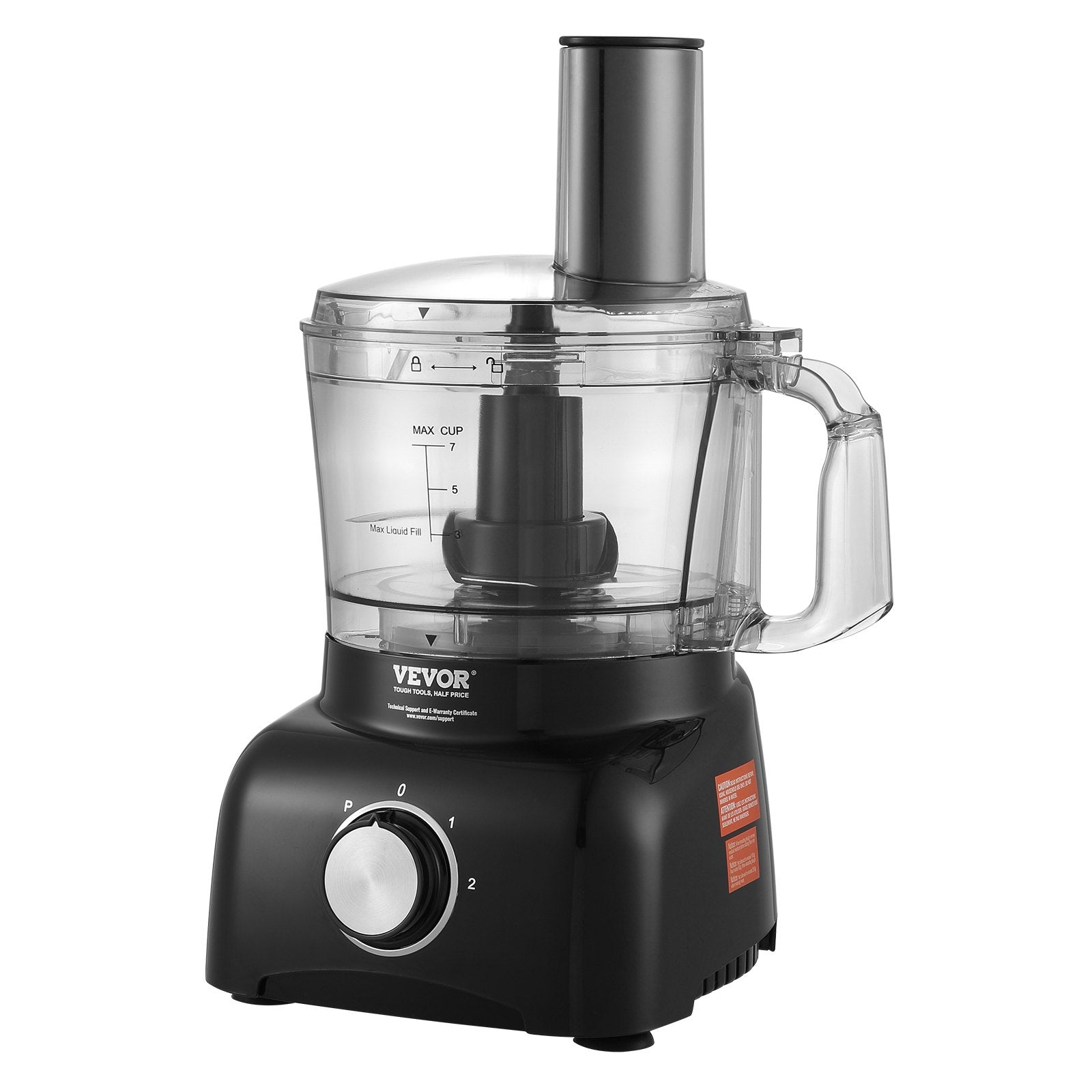 VEVOR Food Processor, 7-Cup Vegetable Chopper for Chopping, Mixing, Slicing, and Kneading Dough, 350 Watts Stainless Steel Blade Professional Electric Food Chopper, Easy Assembly & Clean, Black 