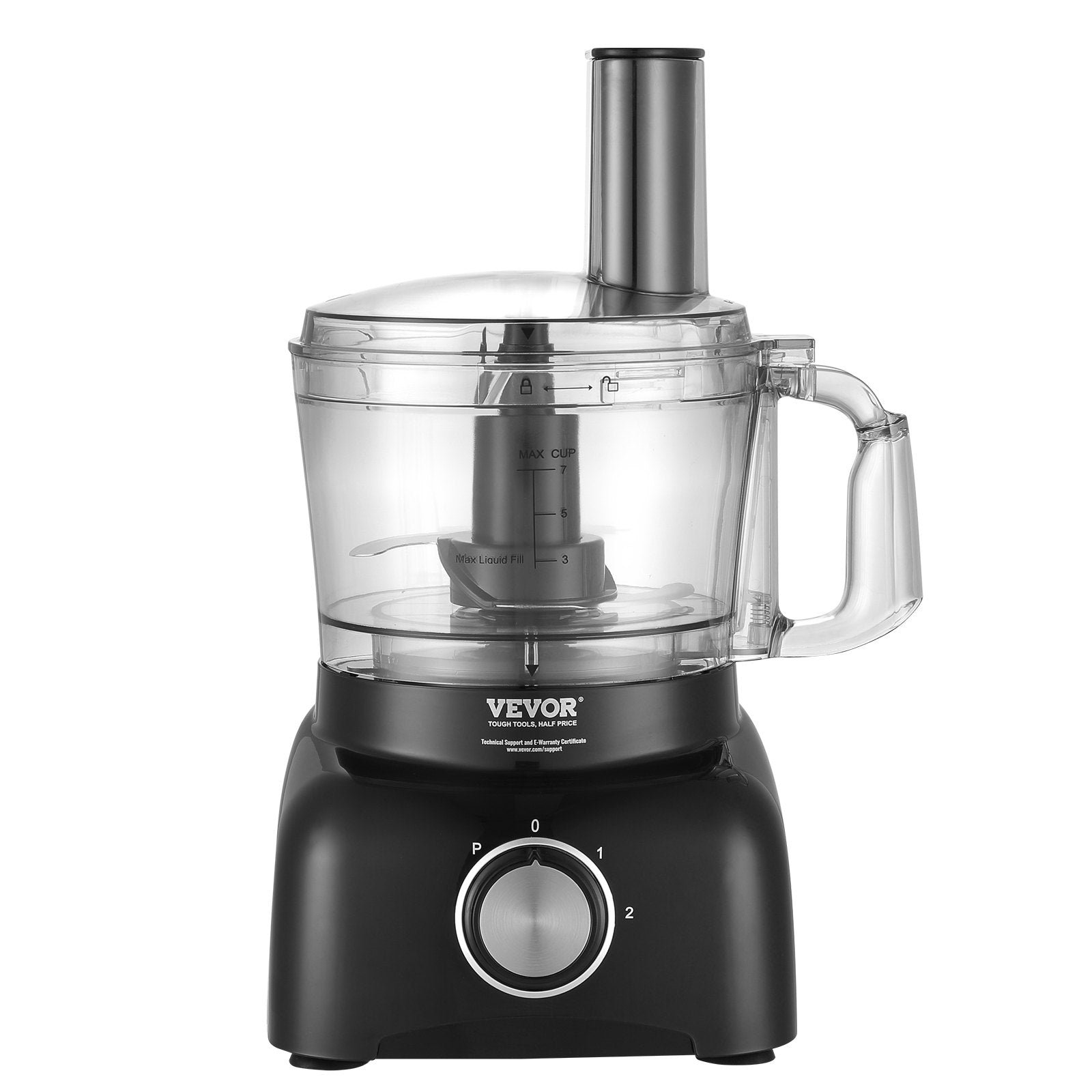 VEVOR Food Processor, 7-Cup Vegetable Chopper for Chopping, Mixing, Slicing, and Kneading Dough, 350 Watts Stainless Steel Blade Professional Electric Food Chopper, Easy Assembly & Clean, Black 