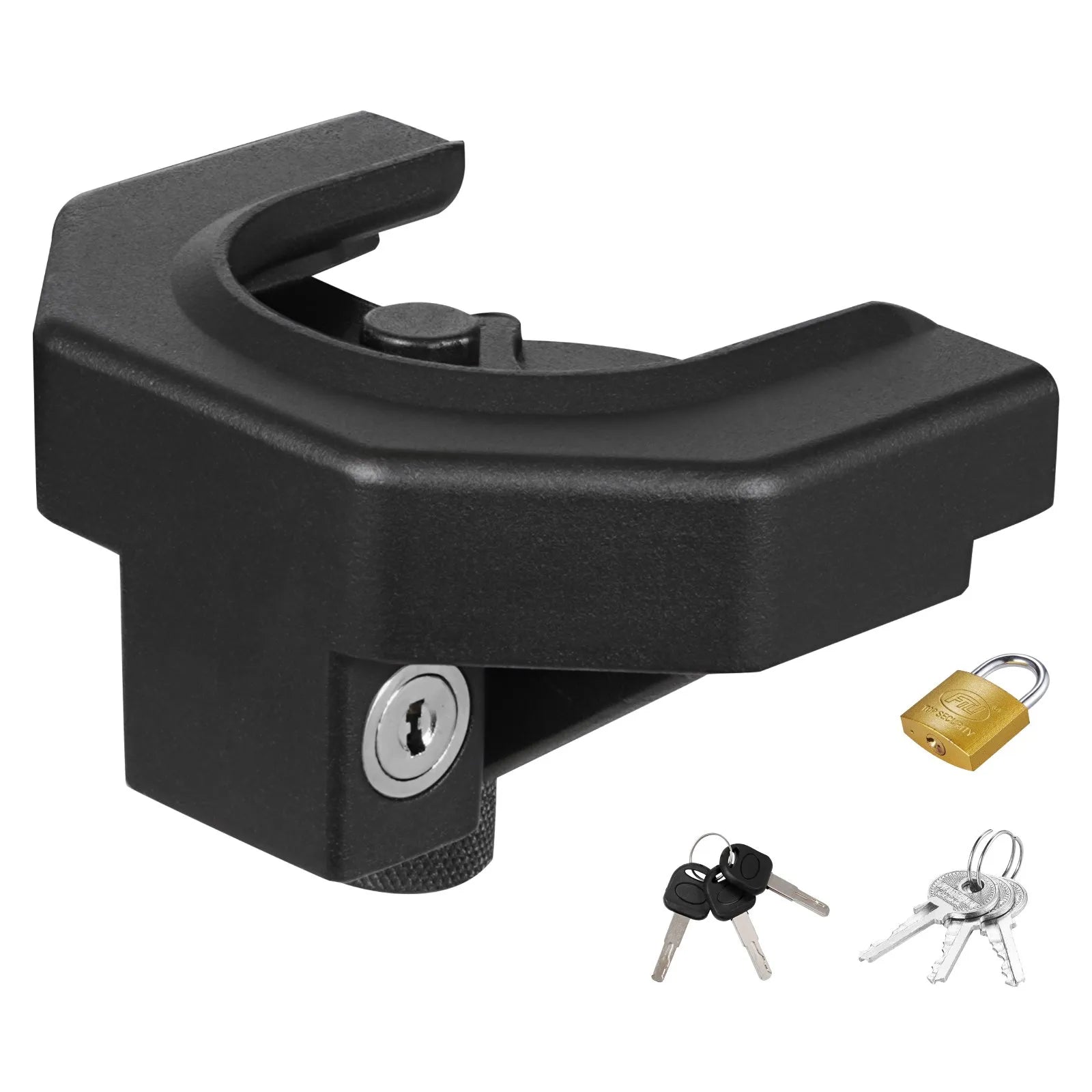 VEVOR Trailer Hitch Lock Kit, Compatible with 2-5/16 in Couplers, Heavy-Duty Anti-Theft Trailer Ball Lock with 3 Keys & Padlock, Prying-Resistant & Impact-Resistant, Fits for RVs, Boats, Trailers 