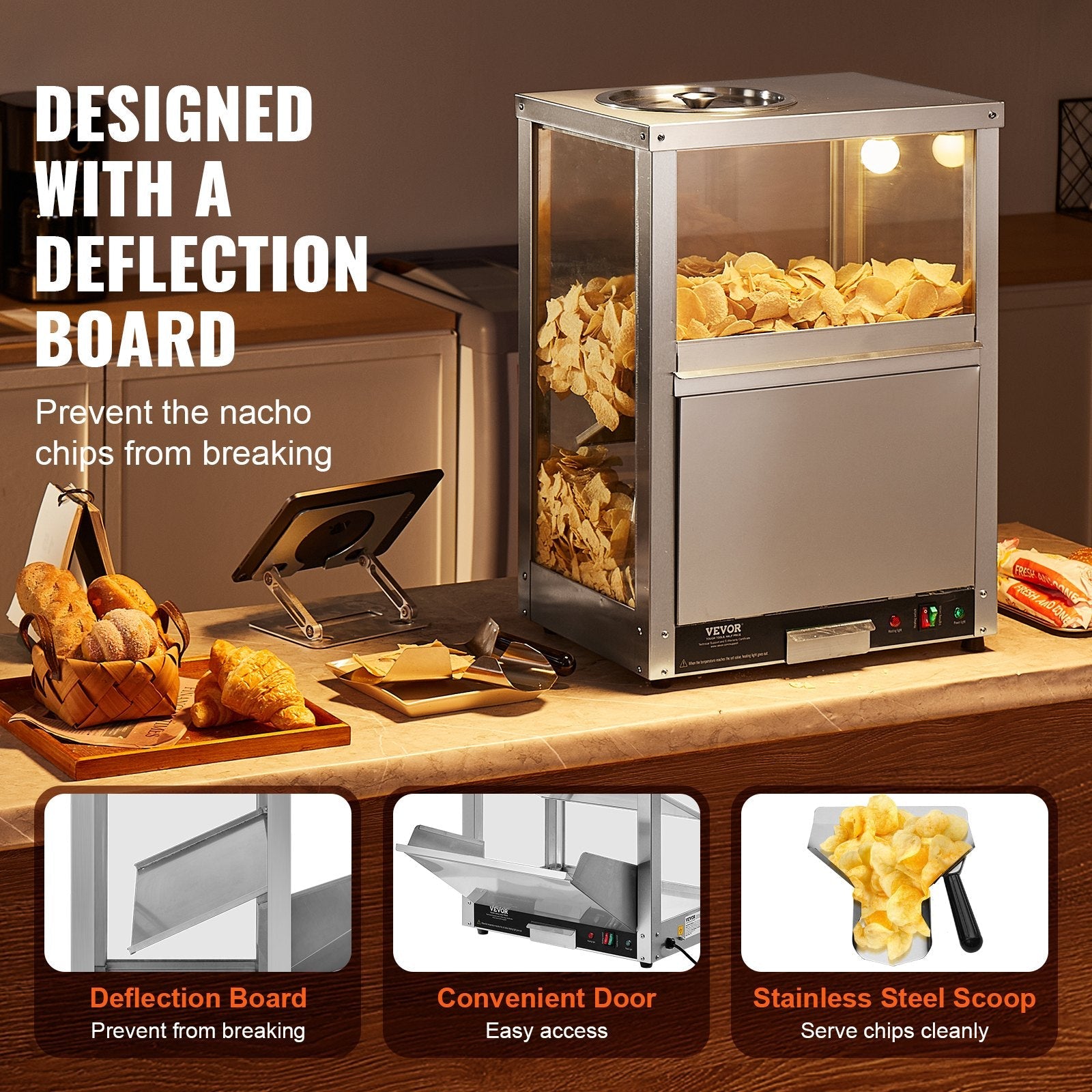 VEVOR Nacho Chip Warmer 84.5QT/80L for Nacho Chips Popcorn Peanut Potato Chips 
