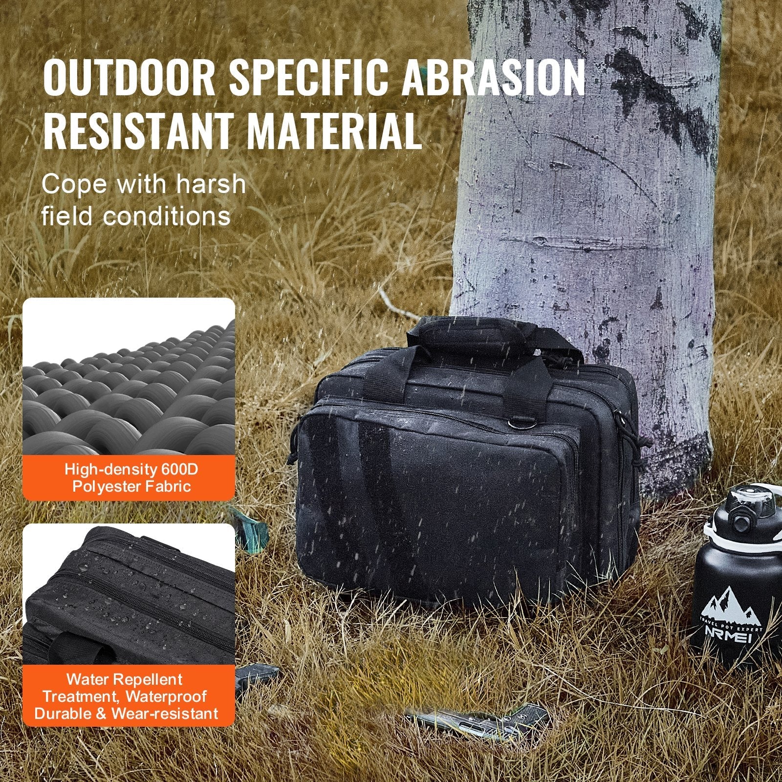 VEVOR Range Bag for 2 Pistols Tactical Gun Bag 2 Built-in Pistol Bags Black 