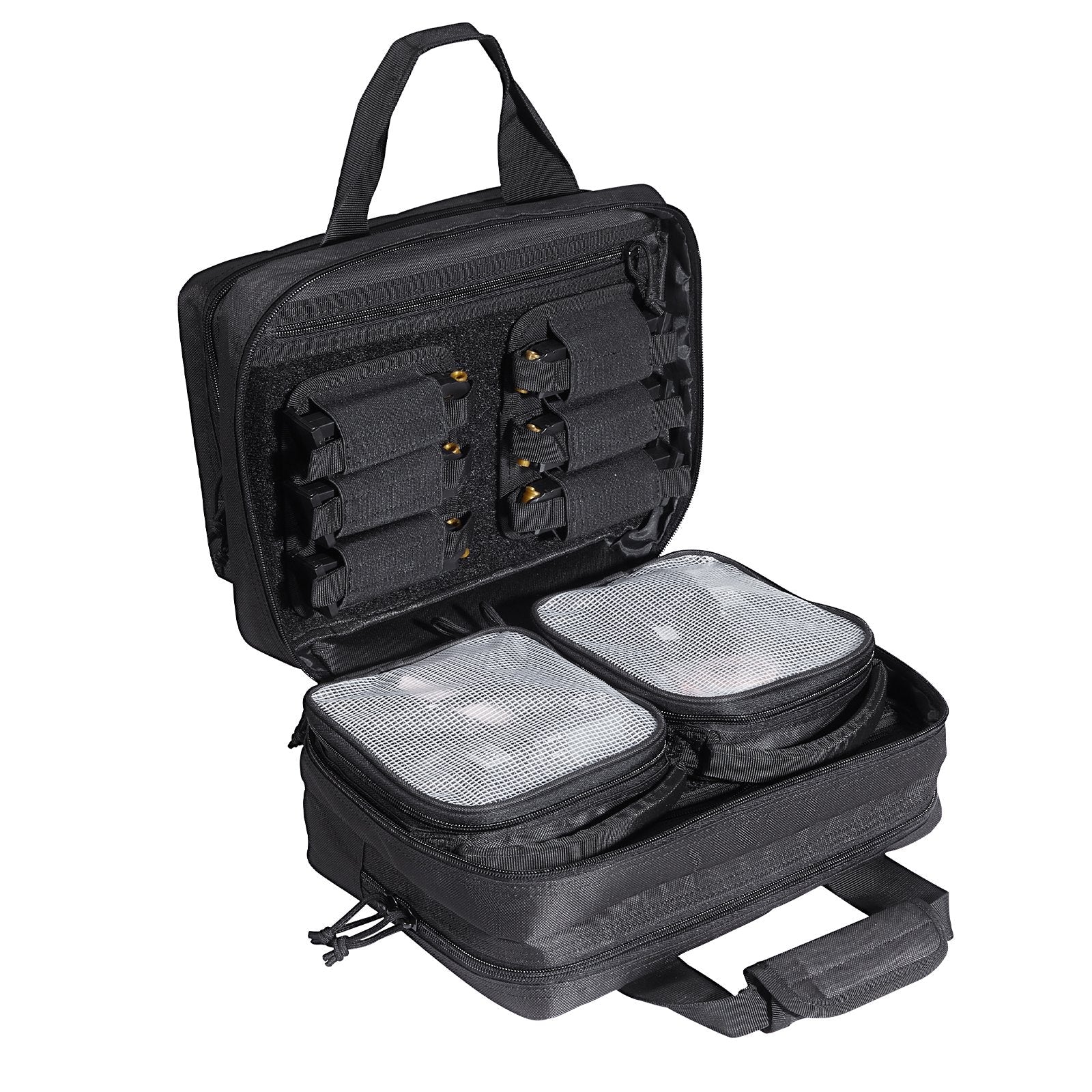 VEVOR Range Bag for 2 Pistols Tactical Gun Bag 2 Built-in Pistol Bags Black 