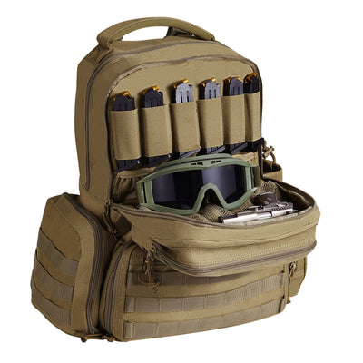 VEVOR Tactical Range Backpack for 6 Pistols Gun Backpack Brown 