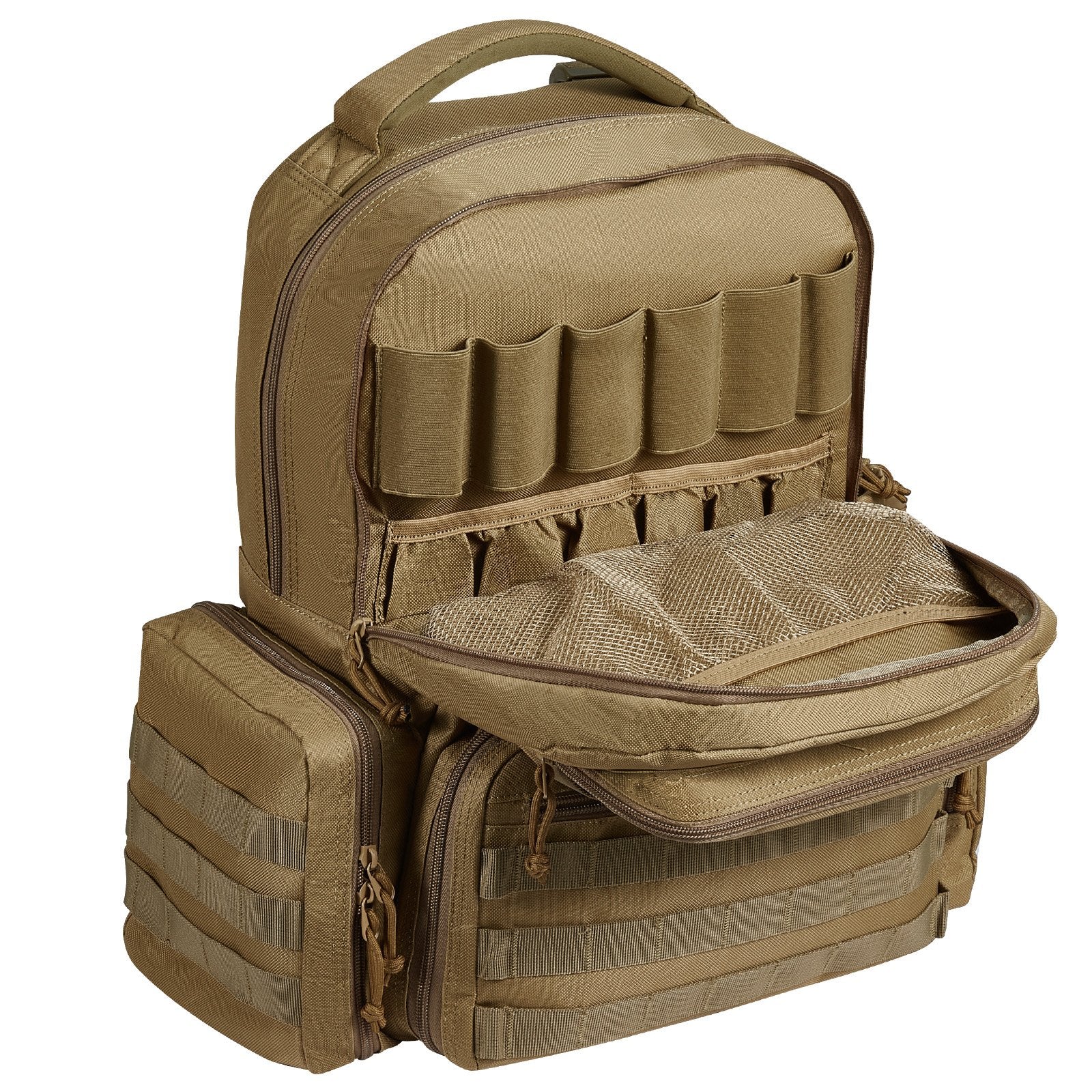 VEVOR Tactical Range Backpack for 6 Pistols Gun Backpack Brown 