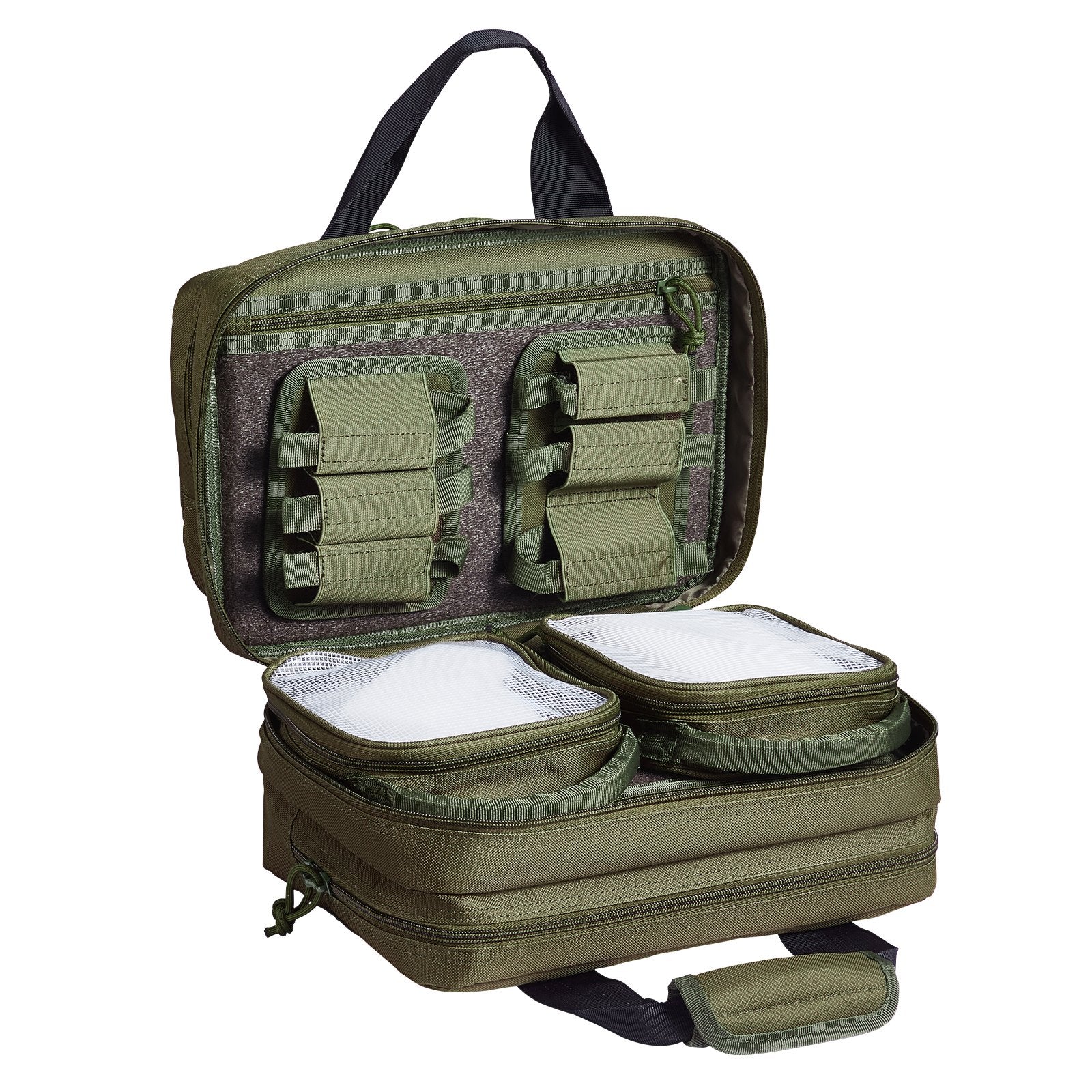 VEVOR Range Bag for 2 Pistols Tactical Gun Bag 2 Built-in Pistol Bags Green 