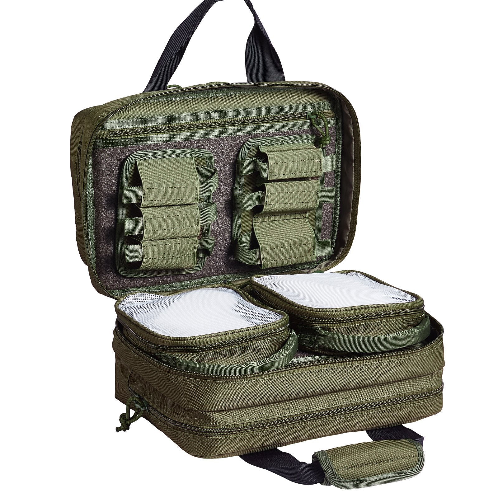 VEVOR Range Bag for 2 Pistols Tactical Gun Bag 2 Built-in Pistol Bags Green 