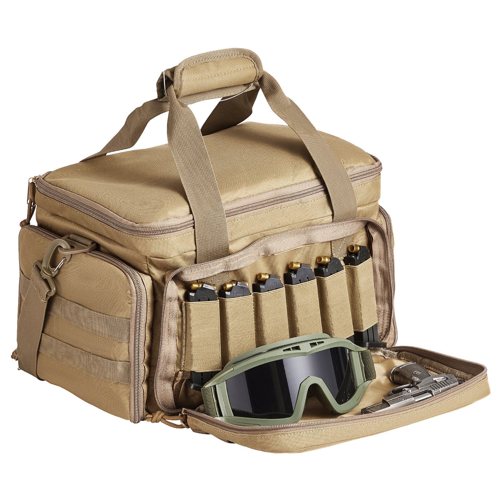 VEVOR Soft Pistol Case for 4 Pistols Handgun Bag Outdoor Hunting Shooting Brown 