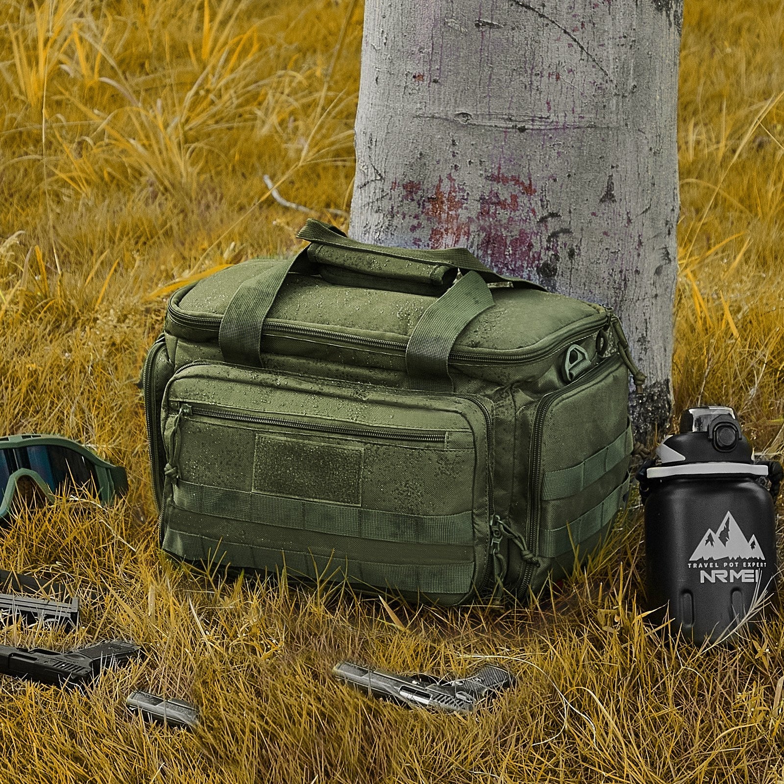 VEVOR Soft Pistol Case for 4 Pistols Handgun Bag Outdoor Hunting Shooting Green 