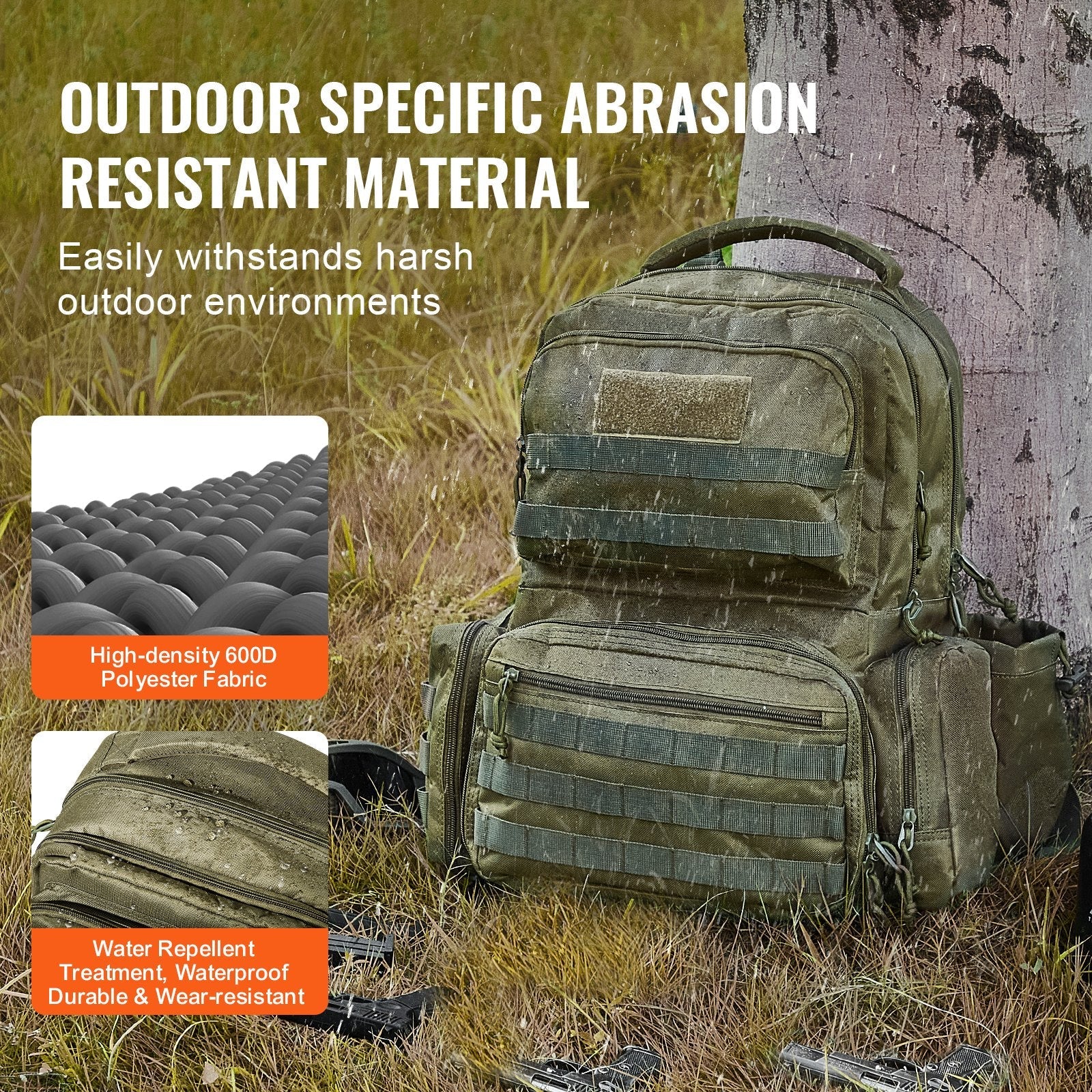 VEVOR Tactical Range Backpack for 6 Pistols Gun Backpack Green 