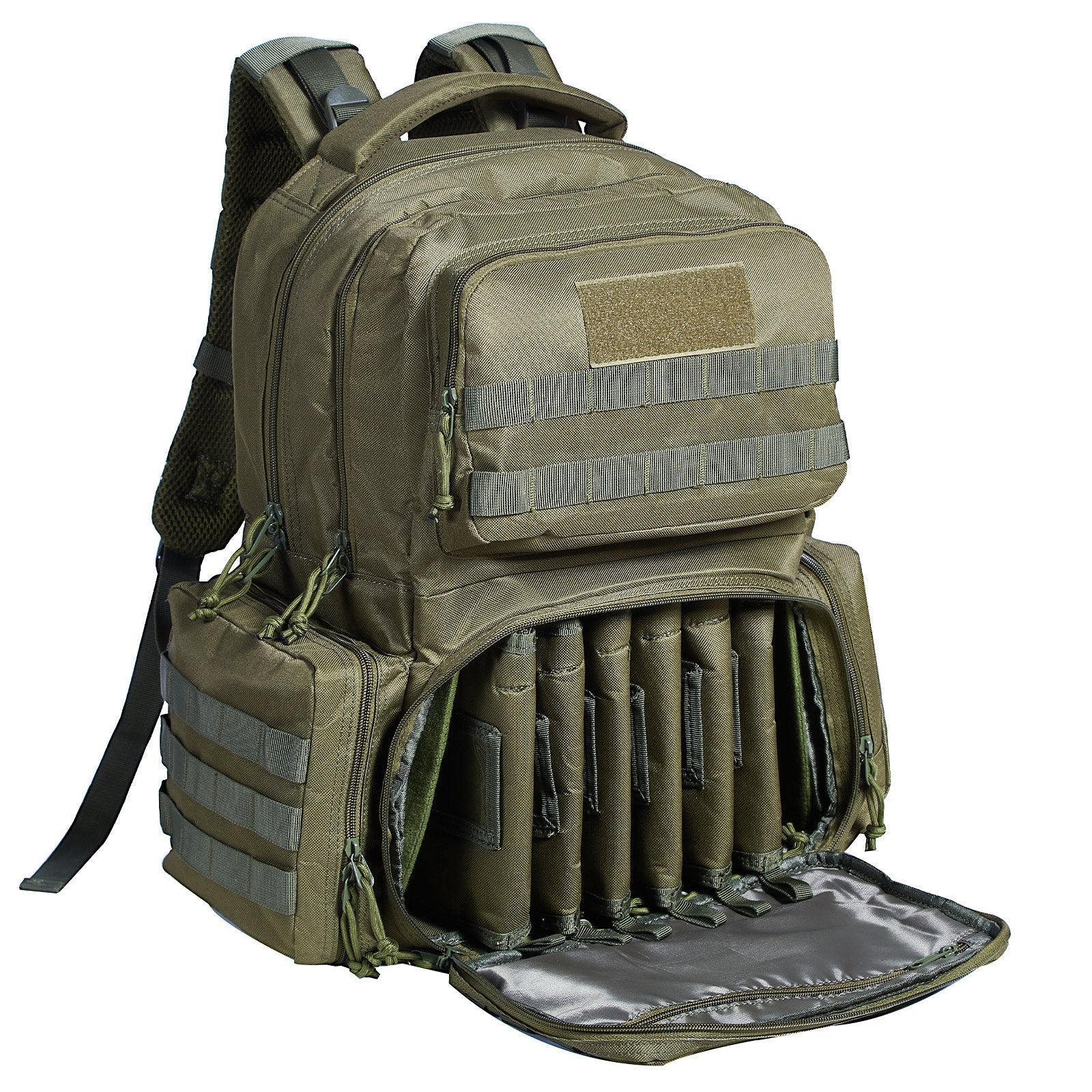 VEVOR Tactical Range Backpack for 6 Pistols Gun Backpack Green 
