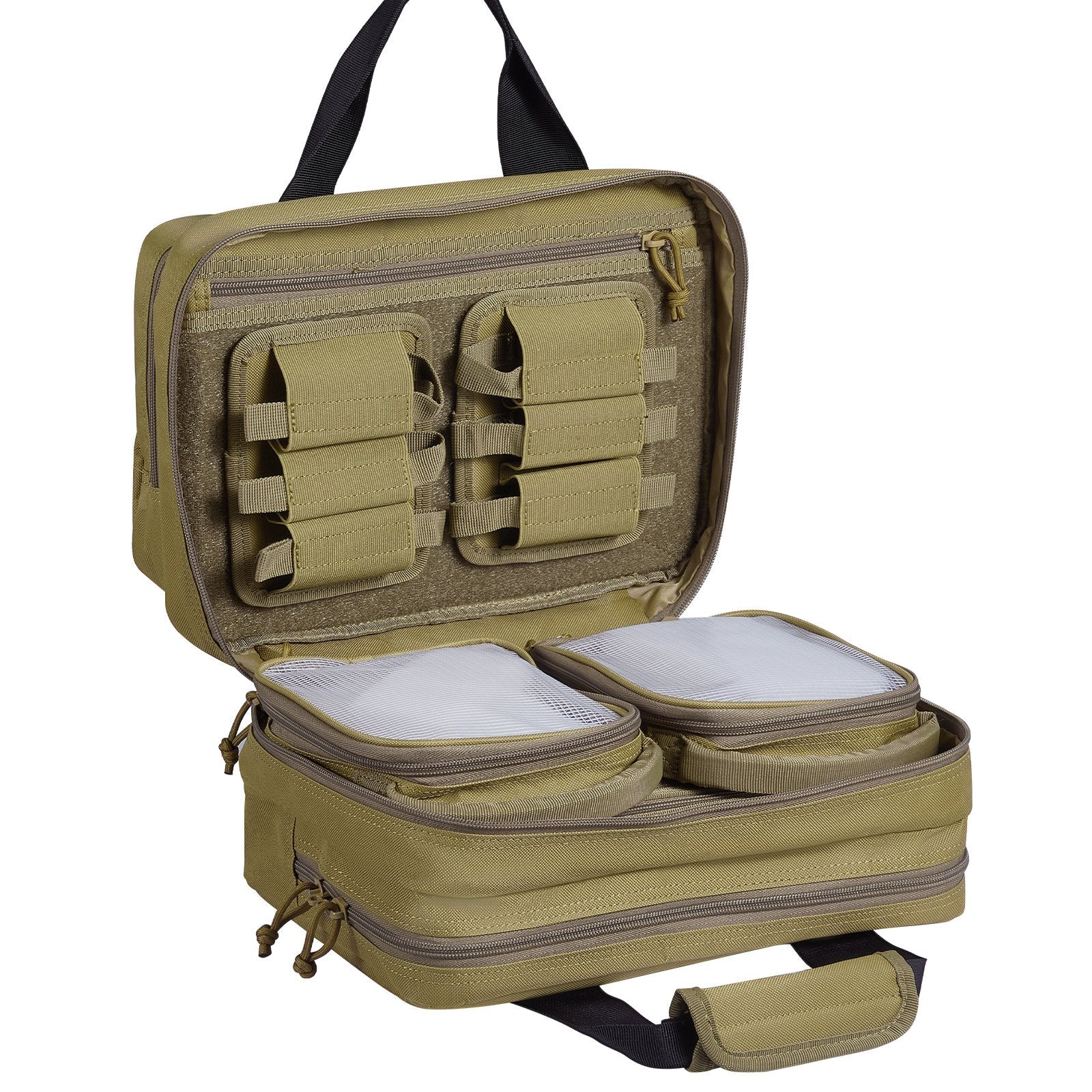 VEVOR Range Bag for 2 Pistols Tactical Gun Bag 2 Built-in Pistol Bags Brown 