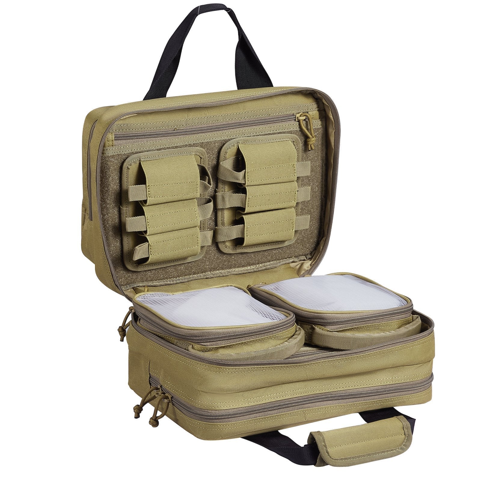 VEVOR Range Bag for 2 Pistols Tactical Gun Bag 2 Built-in Pistol Bags Brown 