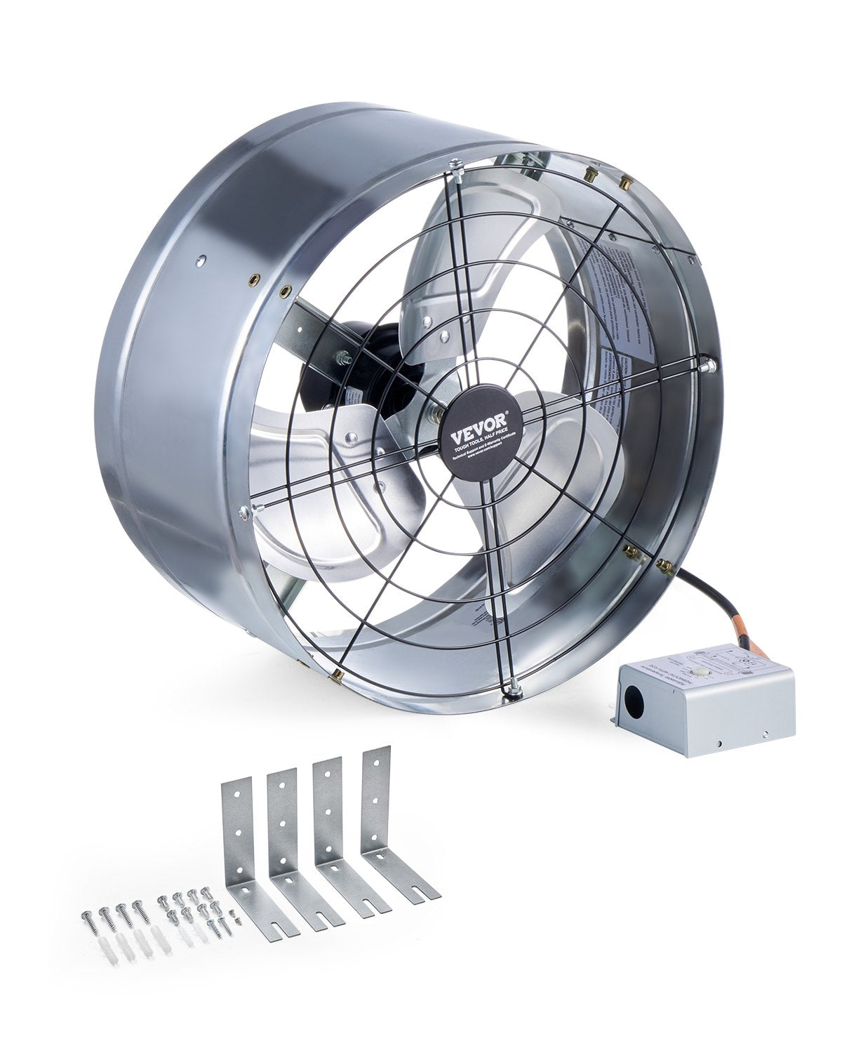 VEVOR 15" Gable Mount Fan 1300 CFM Attic Exhaust Fan with Adjustable Thermostat 