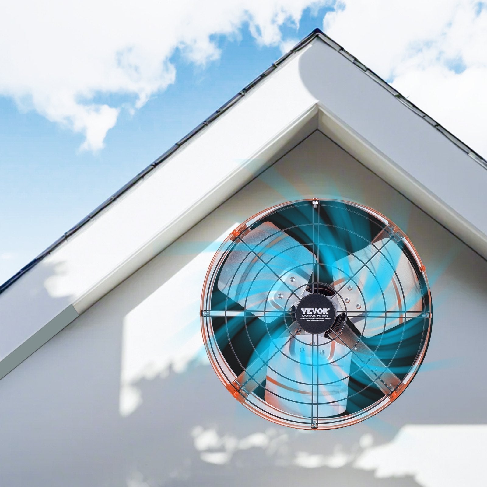 VEVOR 15" Gable Mount Fan 1650 CFM Attic Exhaust Fan with Adjustable Thermostat 