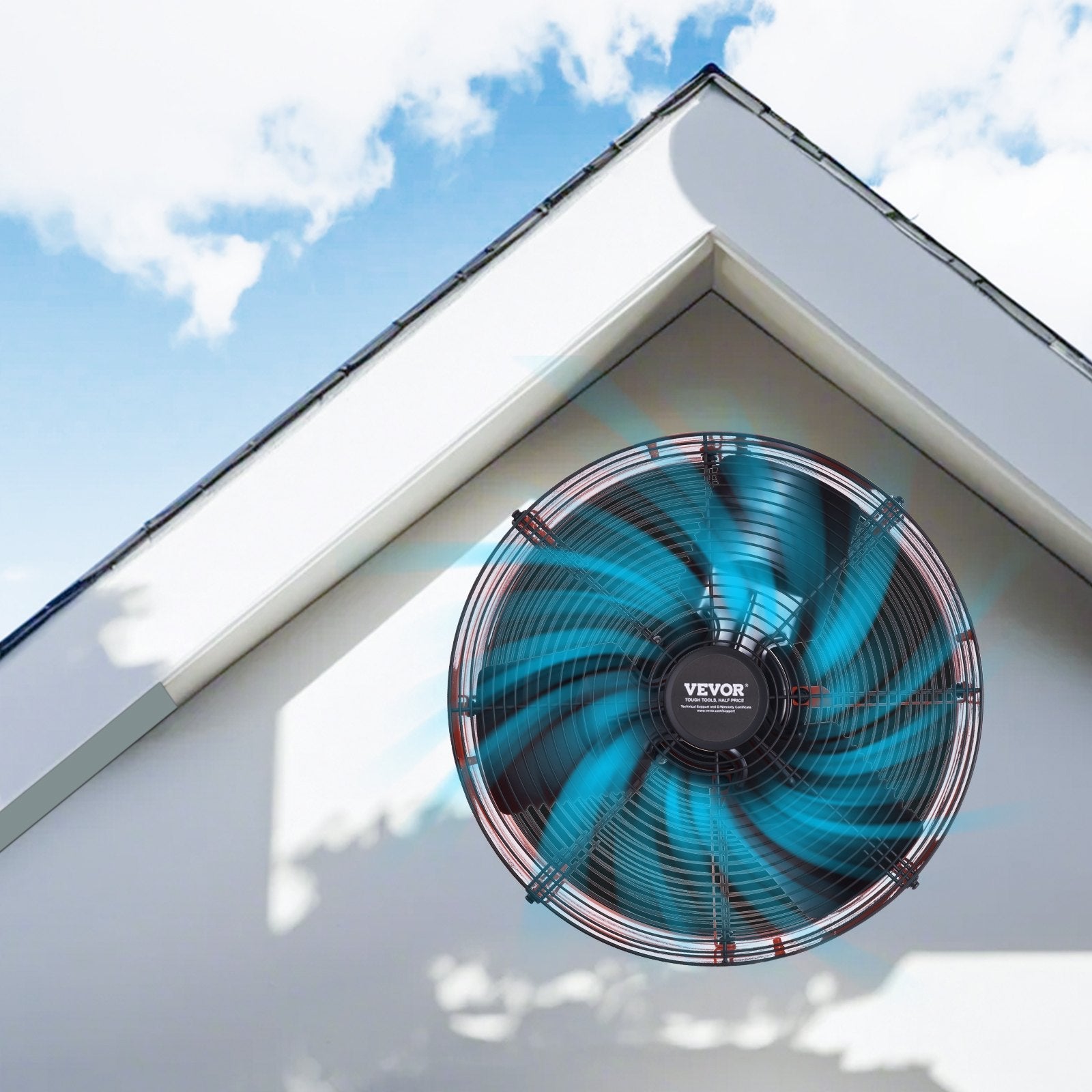 VEVOR 16" Gable Mount Fan 2940 CFM Attic Vent Fan with Adjustable Thermostat 