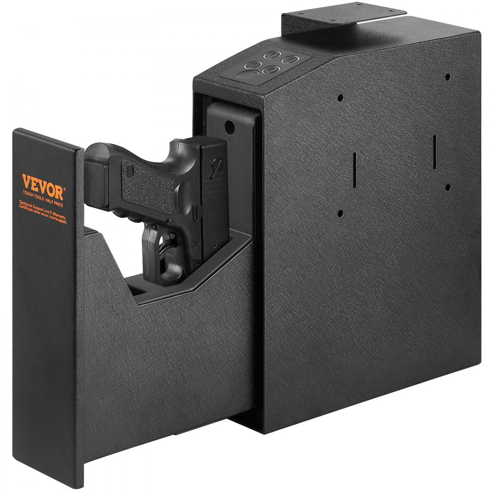 VEVOR Mounted Gun Safe for Pistols, Biometric Gun Safe with Three Quick Access Ways of Fingerprints, Passwords and Keys, Handgun Safe for 1 Pistol for Home, Bedside, Nightstand, Wall 