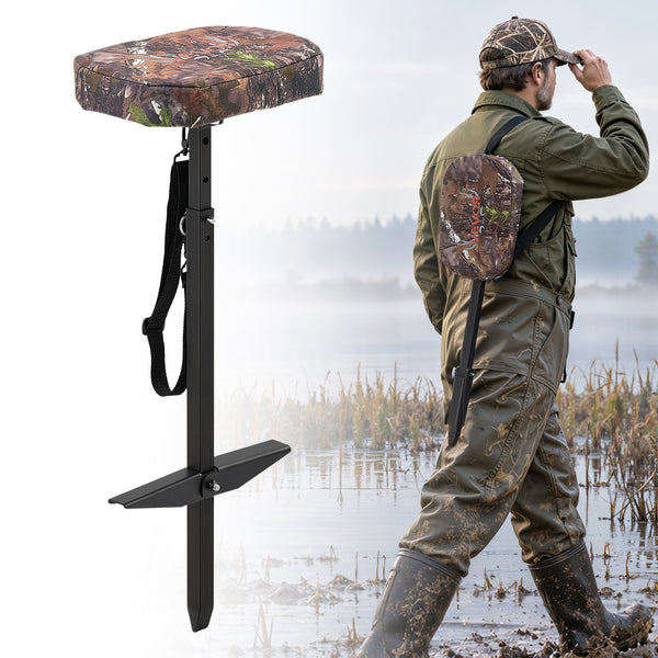 Adjustable Marsh Hunting Seat – 300 lb Capacity, Camouflage Waterfowl Seat with Mud Plates