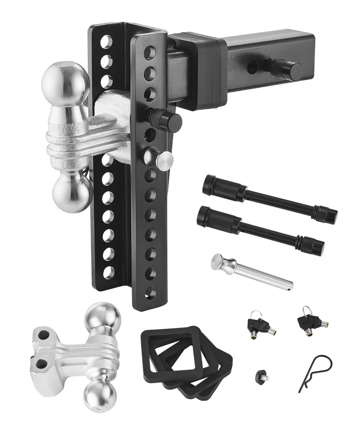 VEVOR Adjustable Trailer Hitch 2.5" Receiver 10" Drop Tri-Ball Hitch 22000 lbs
