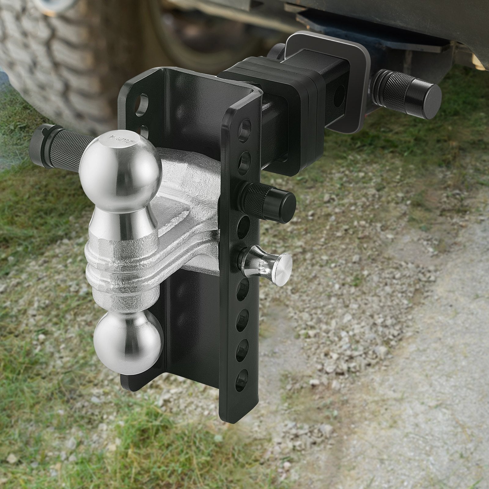 VEVOR Adjustable Trailer Hitch 2" Receiver 6" Drop Tri-Ball Hitch 21500 lbs 