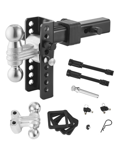 VEVOR Adjustable Trailer Hitch 2" Receiver 6" Drop Tri-Ball Hitch 21500 lbs 