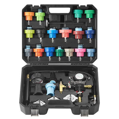 VEVOR 28 pcs Universal Radiator Pressure Tester Kit, Coolant Pressure Tester Kit with Manual Pump and Color-coded Test Caps, Coolant Vacuum Refill kit for Cars Motorcycles Trucks Cooling System 