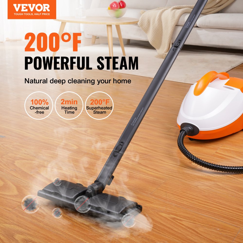 VEVOR Steam Cleaner 20 pcs Accessories 1.5L Tank for Floors Upholstery Cars 