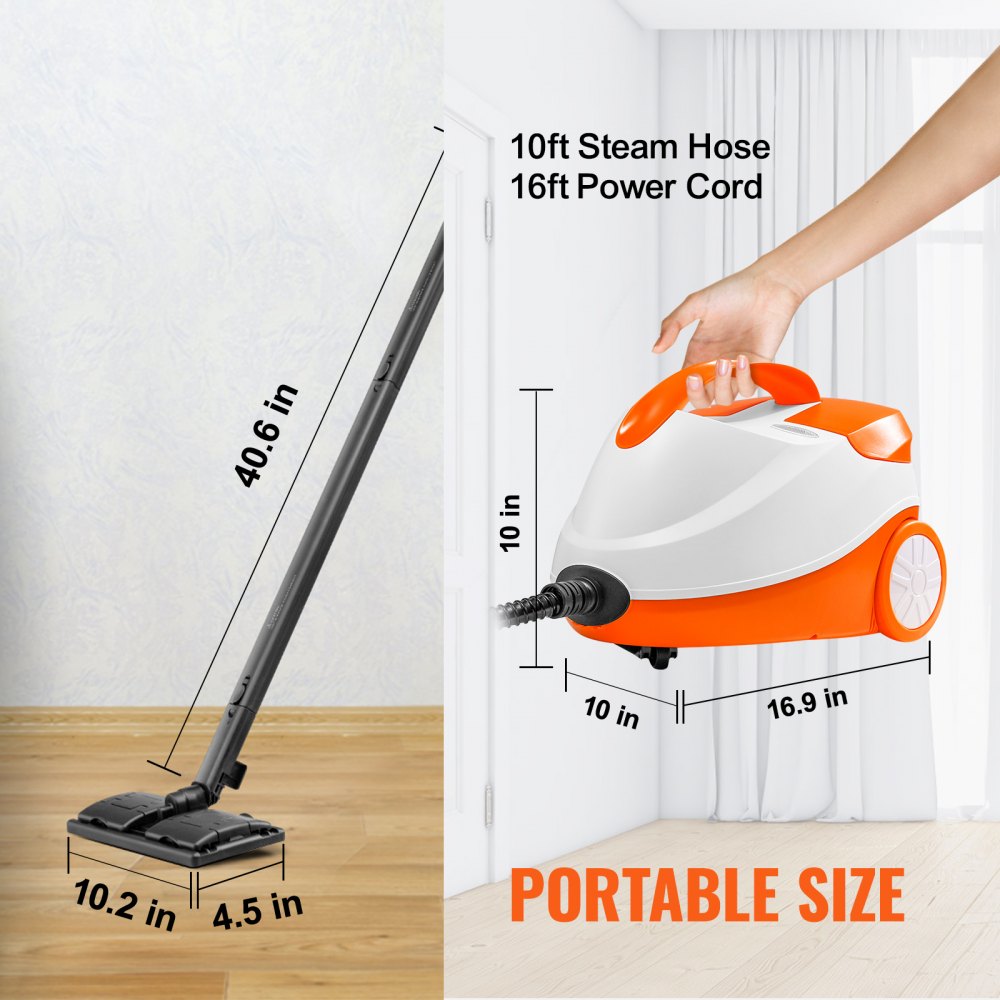 VEVOR Steam Cleaner 20 pcs Accessories 1.5L Tank for Floors Upholstery Cars 