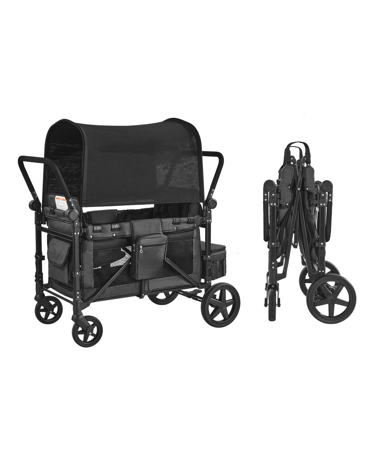 Wagon Stroller for 4 Kids Push Pull Quad Collapsible Stroller for Camping 
