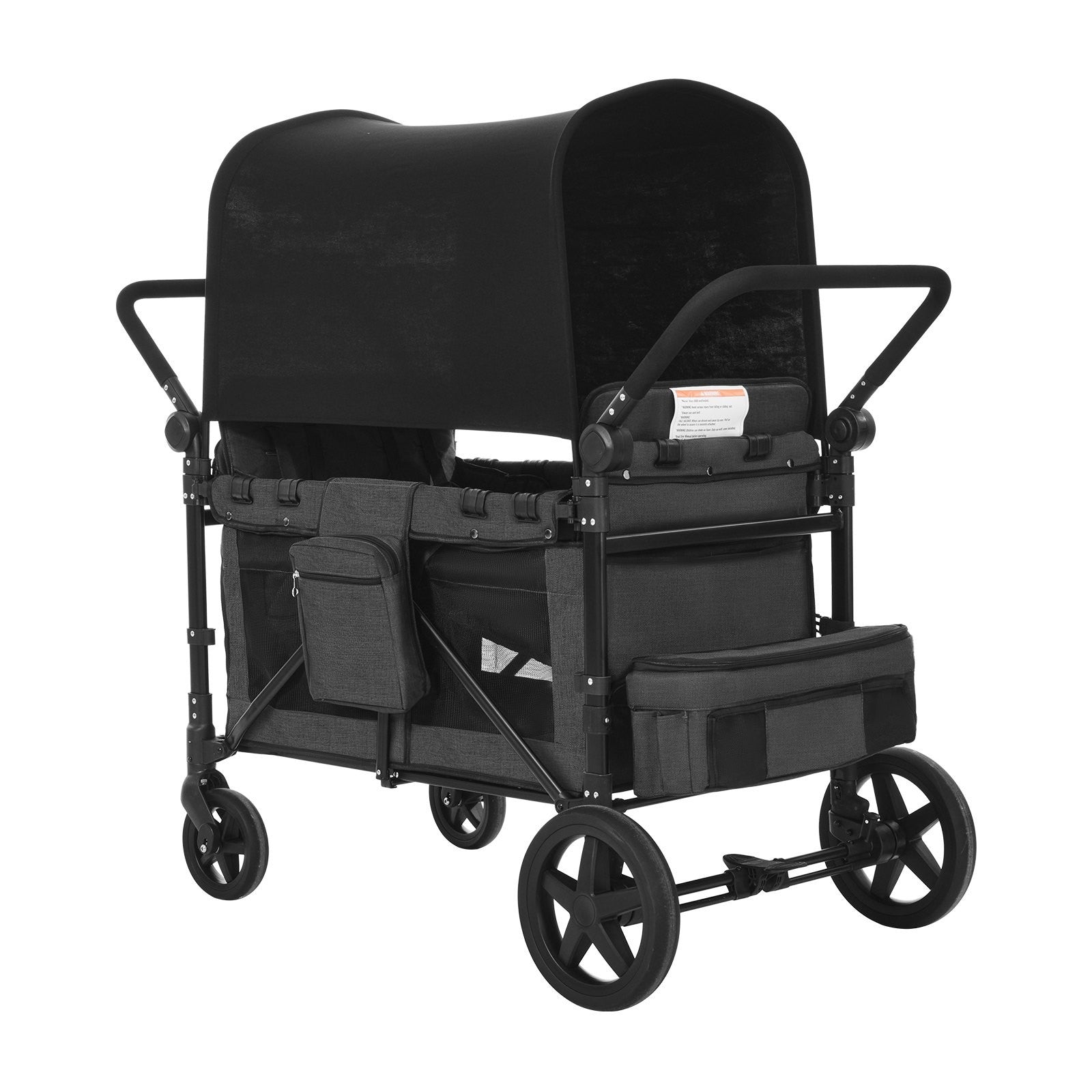 Wagon Stroller for 4 Kids Push Pull Quad Collapsible Stroller for Camping 
