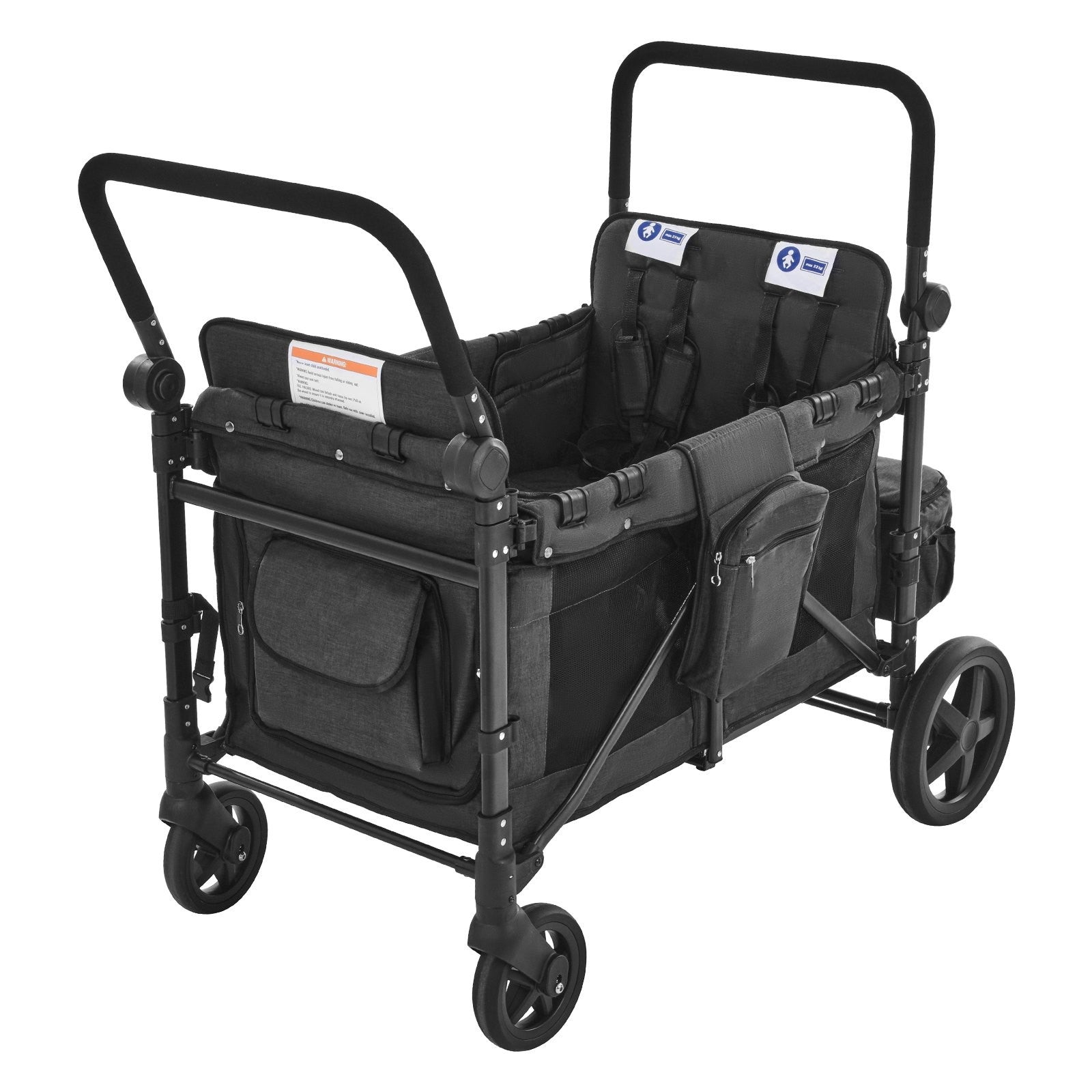 Wagon Stroller for 4 Kids Push Pull Quad Collapsible Stroller for Camping 