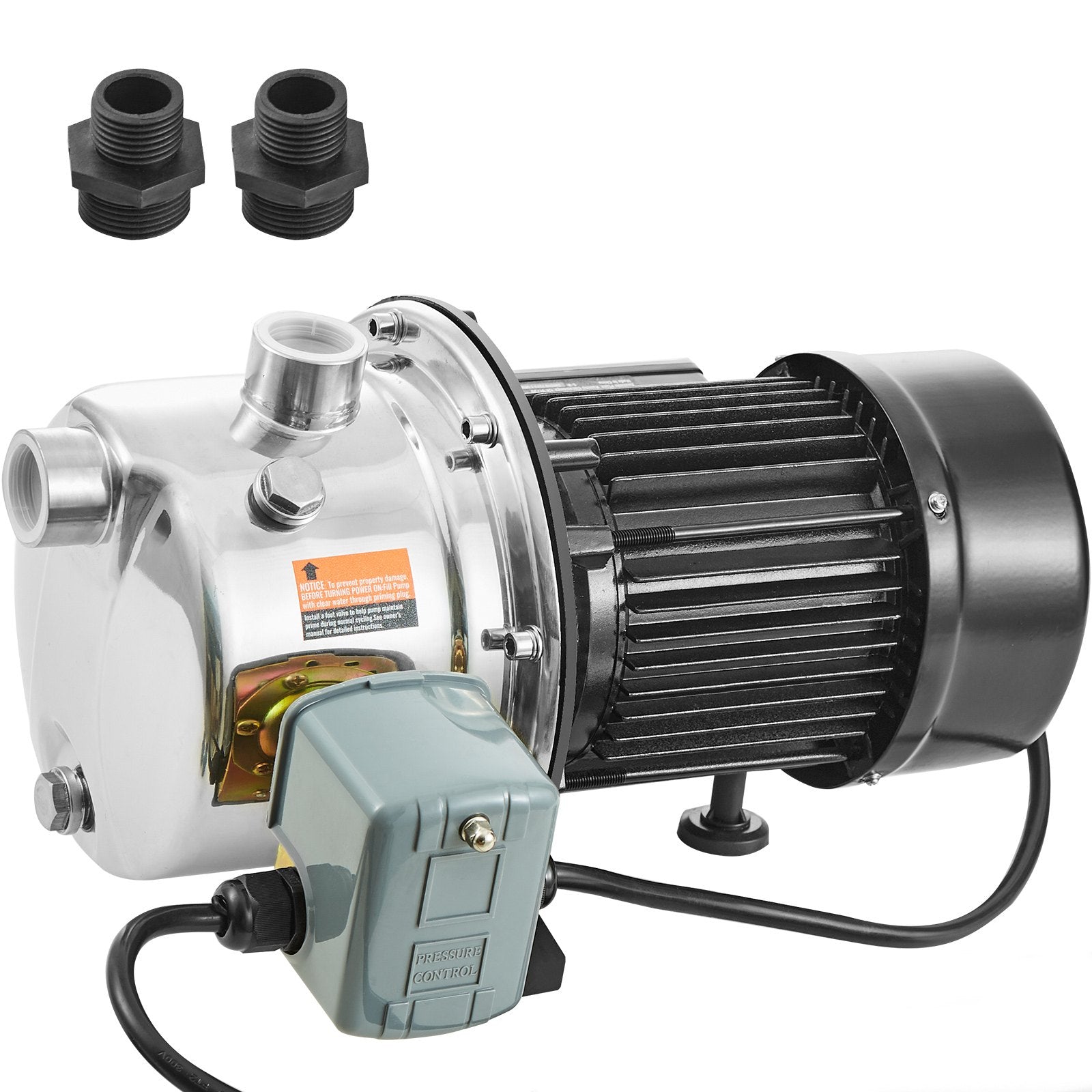 VEVOR 3/4HP SUS304 Stainless Steel Shallow Well Jet Pump, 115 Volt, 18.5 GPM 131 FT Maximum Head Irrigation Water Pump, for Agricultural Garden Irrigation System High-Rise Water Supply Shower Booster 