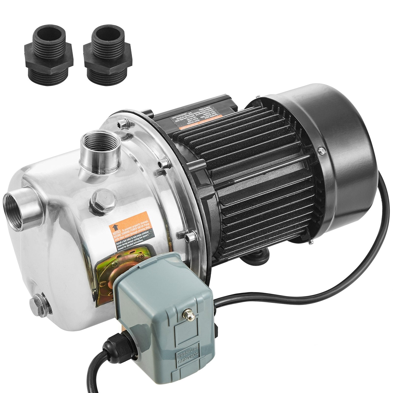 VEVOR 3/4HP SUS304 Stainless Steel Shallow Well Jet Pump, 115 Volt, 18.5 GPM 131 FT Maximum Head Irrigation Water Pump, for Agricultural Garden Irrigation System High-Rise Water Supply Shower Booster 