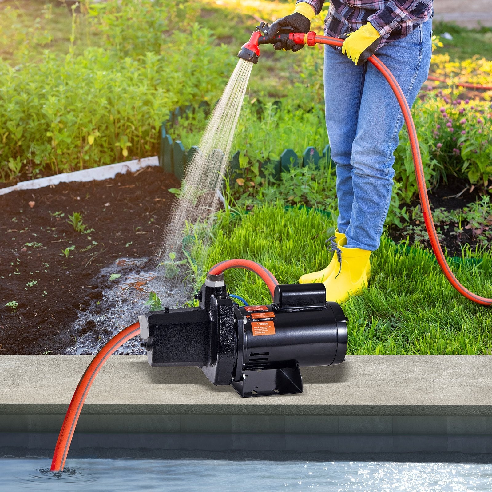 VEVOR 1.5 HP Cast Iron Sprinkler/Irrigation Pump, 115/230 Volt, 66 GPM 3450 RPM Shallow Well Jet Water Pump Booster, 1'' NPT Outlet 1-1/4'' NPT Inlet Lake Lawn Pump for Irrigation Sprinkler System 